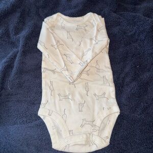 Carter's Cream Long-Sleeve Cat Print Baby One-Piece